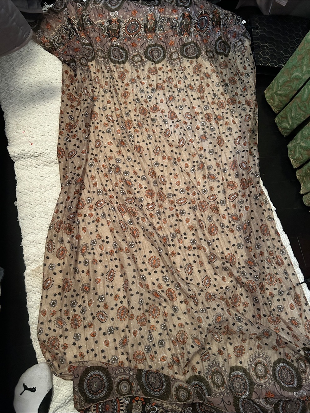 Patterned Fall Shawl/Scarf - Brown - Picture 2 of 6